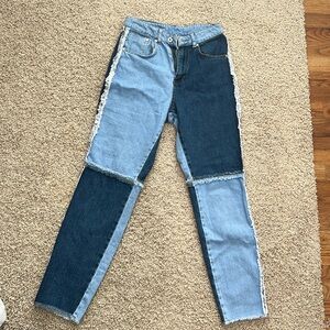 Ragged patchwork jeans